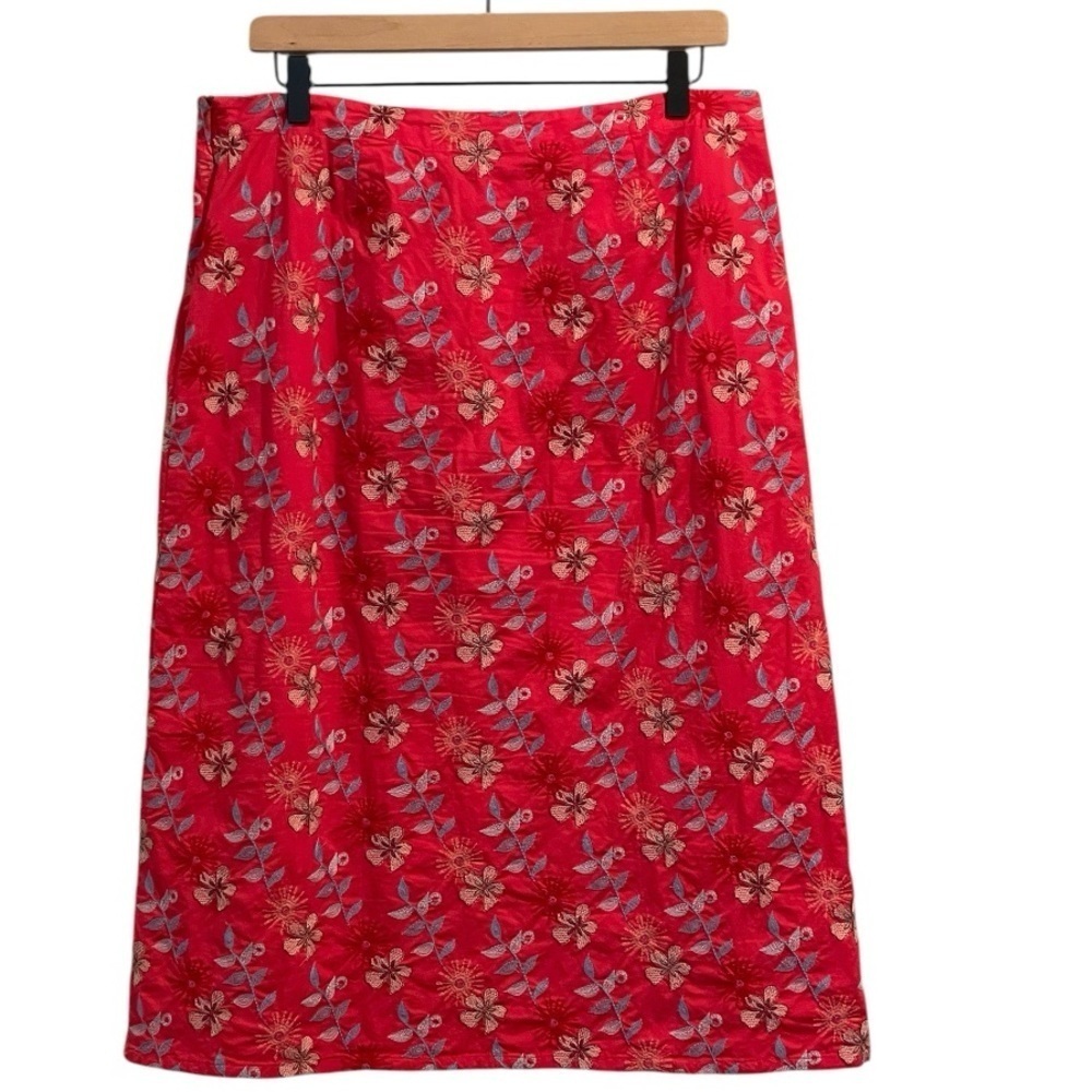 JOHNNY WAS Dark Pink Floral Embroidered Skirt,
Side Zip, Below Knee Length, L - Picture 3 of 13
